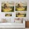 Designart - Peaceful Landscape With Old Cottage At Summer - Traditional Print on Natural Pine Wood